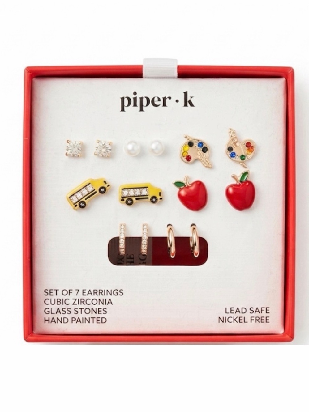 NWT ⚜️🍎⚜️ Piper K Back to School Earring Set of 7 Pairs